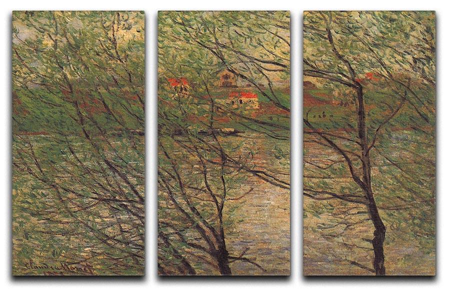 His bank the Ile de la Grande Jatte by Monet Split Panel Canvas Print - Canvas Art Rocks - 4