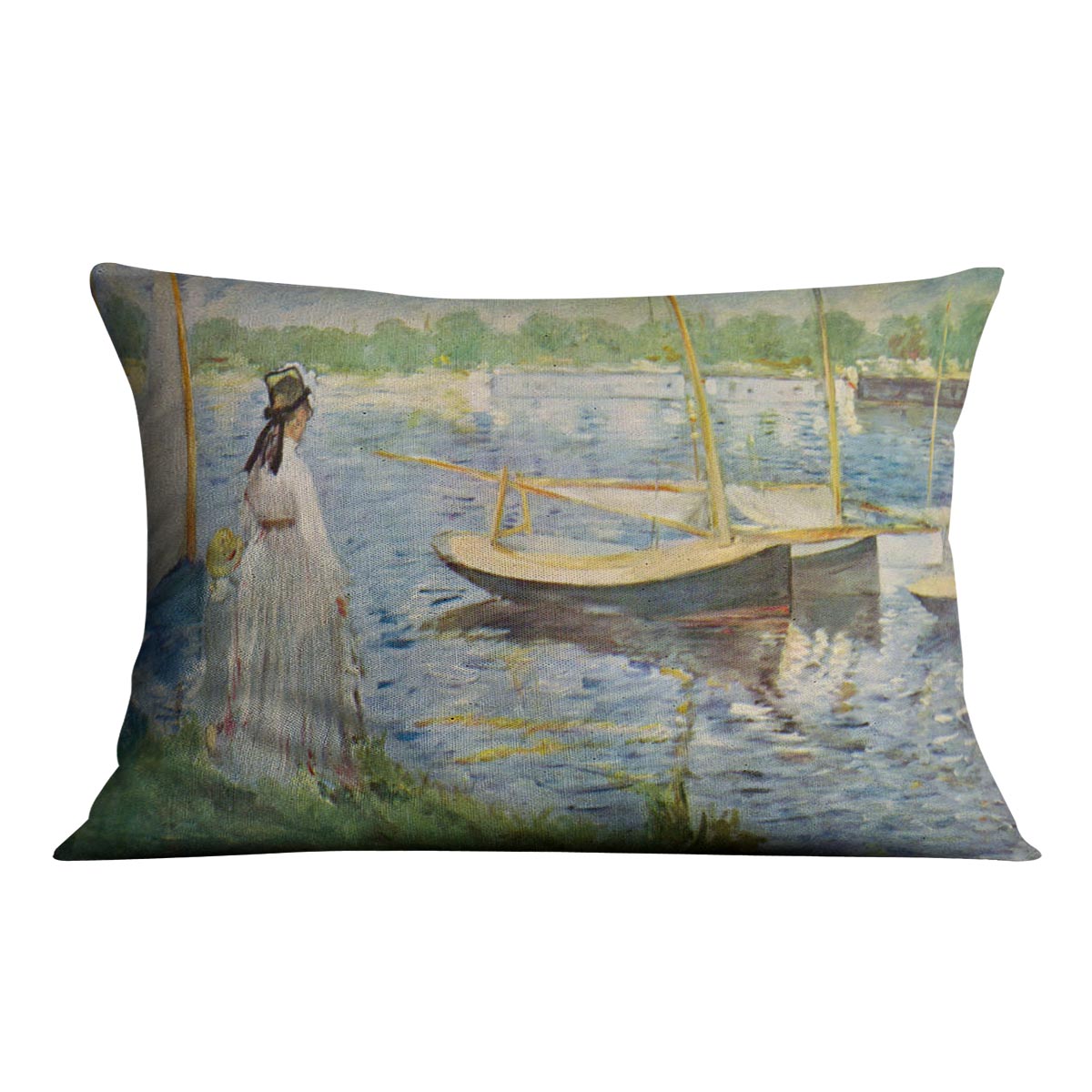 His embankment at Argenteuil by Manet Cushion