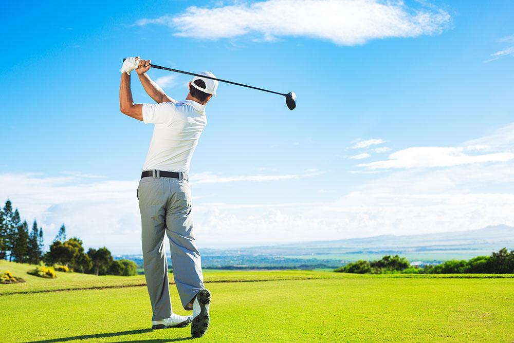 Hitting Golf Ball down the Fairway Wall Mural Wallpaper - Canvas Art Rocks - 1