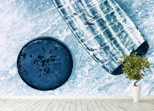 Hockey Stick and Puck Wall Mural Wallpaper - Canvas Art Rocks - 4