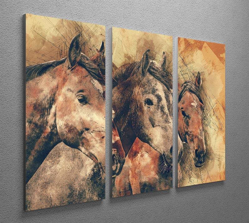Horse Painting 3 Split Panel Canvas Print - Canvas Art Rocks - 2