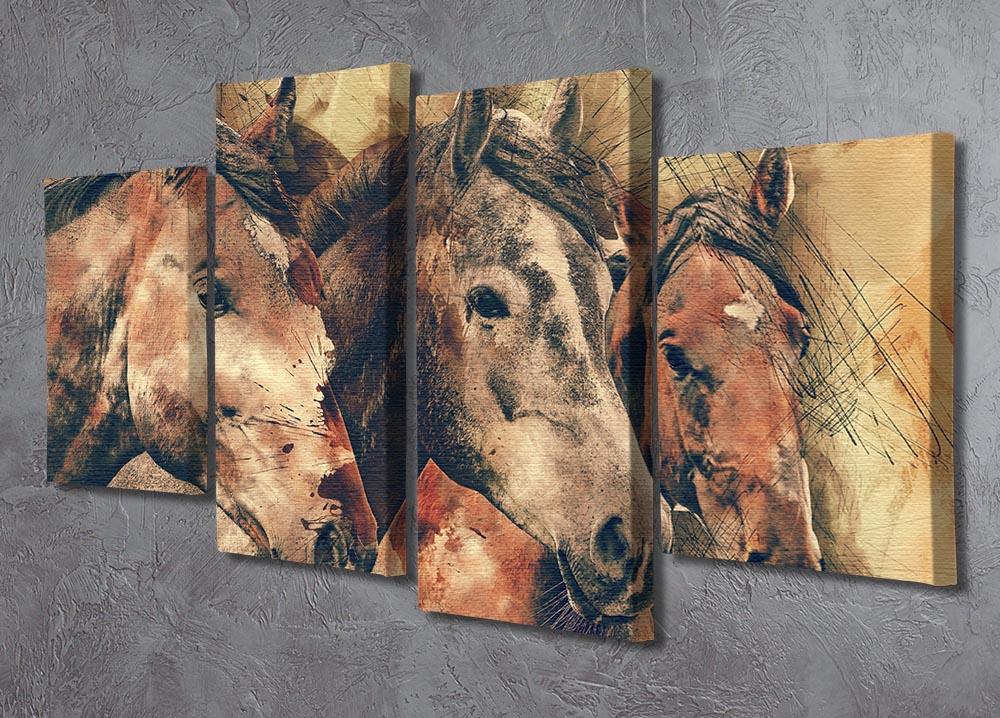 Horse Painting 4 Split Panel Canvas - Canvas Art Rocks - 2