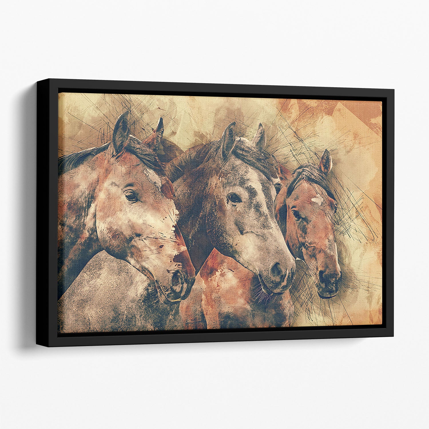 Horse Painting Floating Framed Canvas