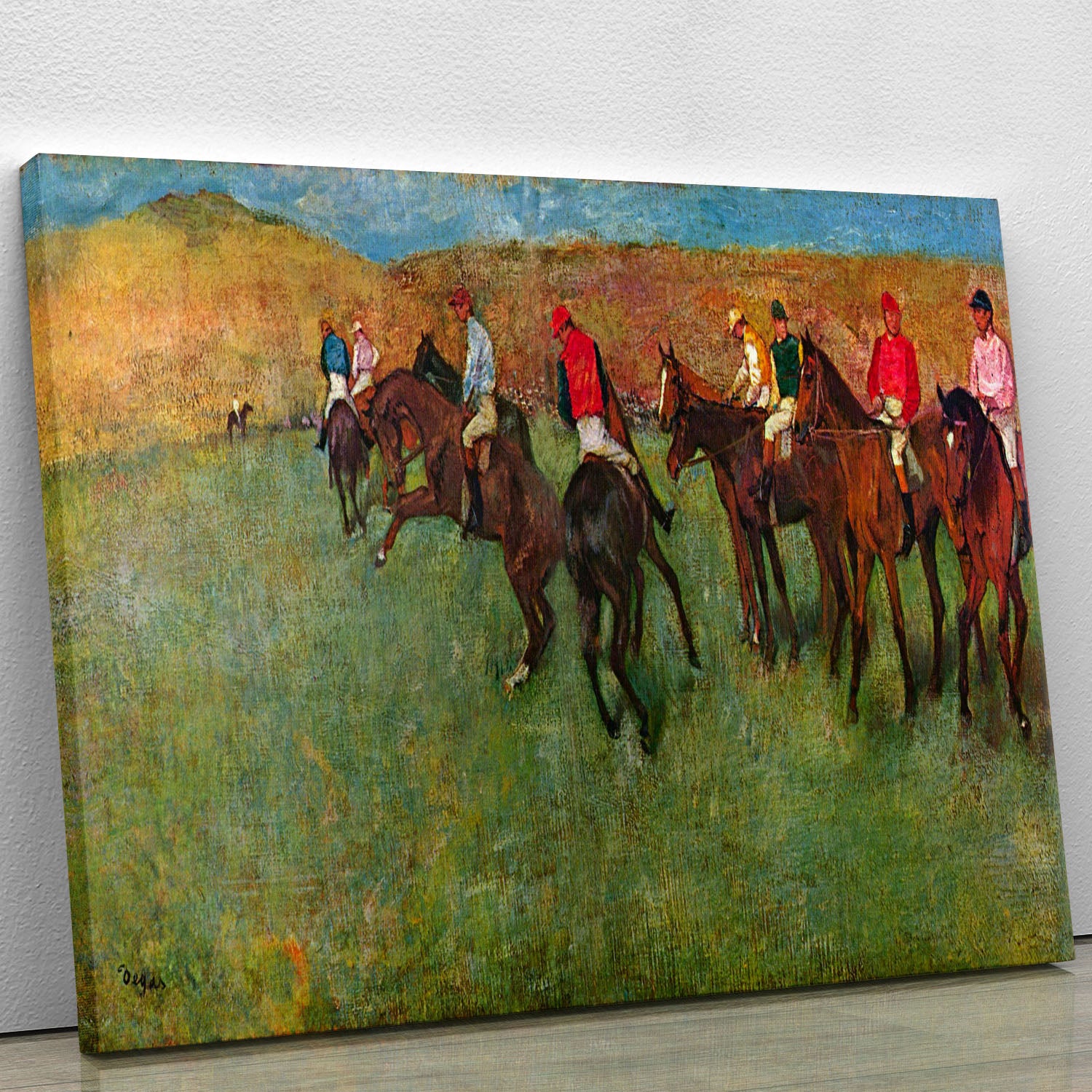 Horse race before the start by Degas Canvas Print or Poster - Canvas Art Rocks - 1