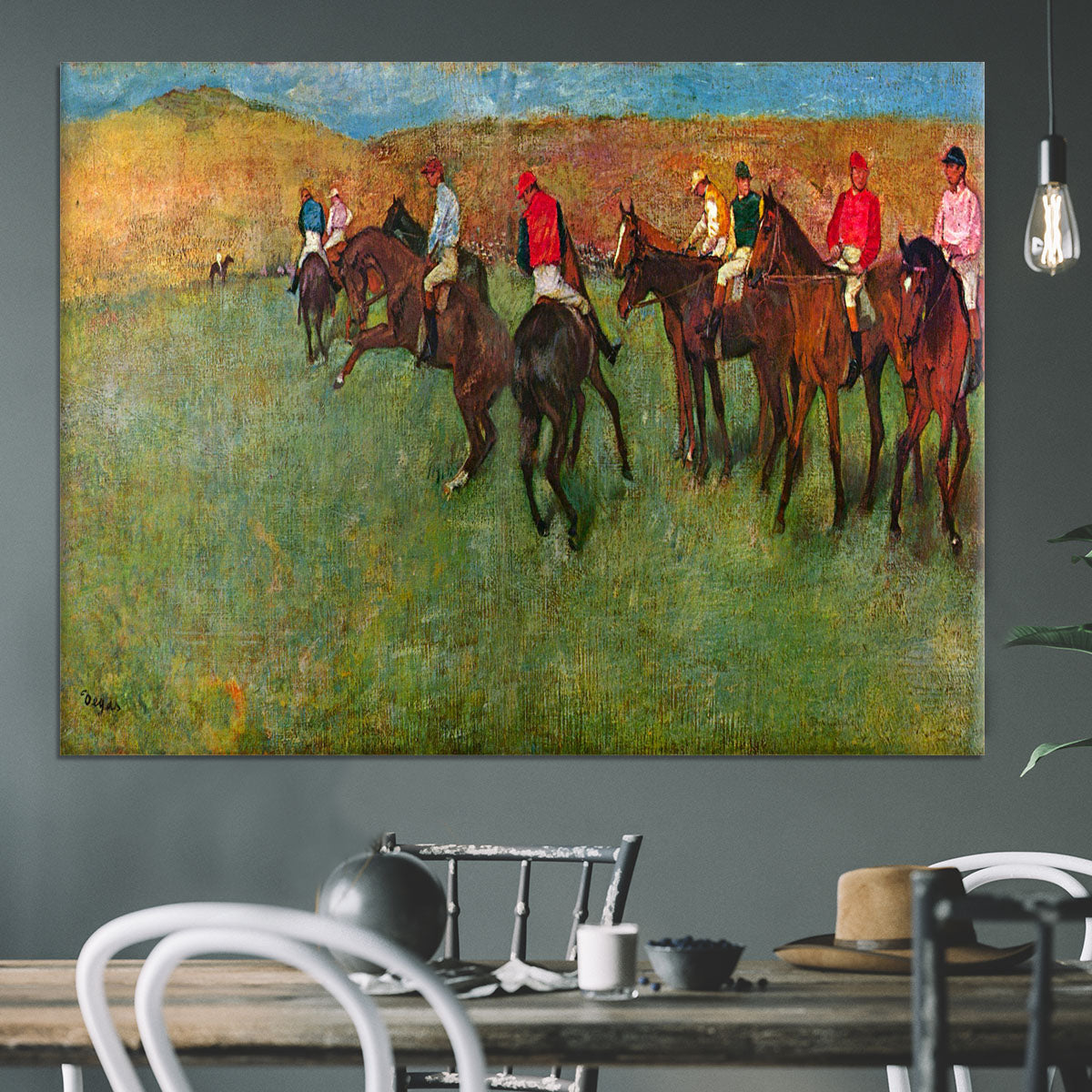Horse race before the start by Degas Canvas Print or Poster - Canvas Art Rocks - 3