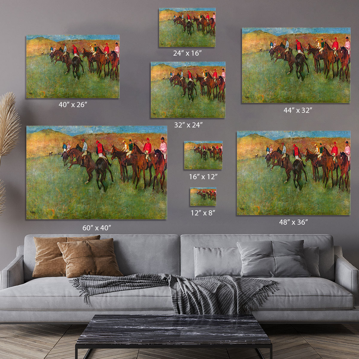 Horse race before the start by Degas Canvas Print or Poster - Canvas Art Rocks - 7