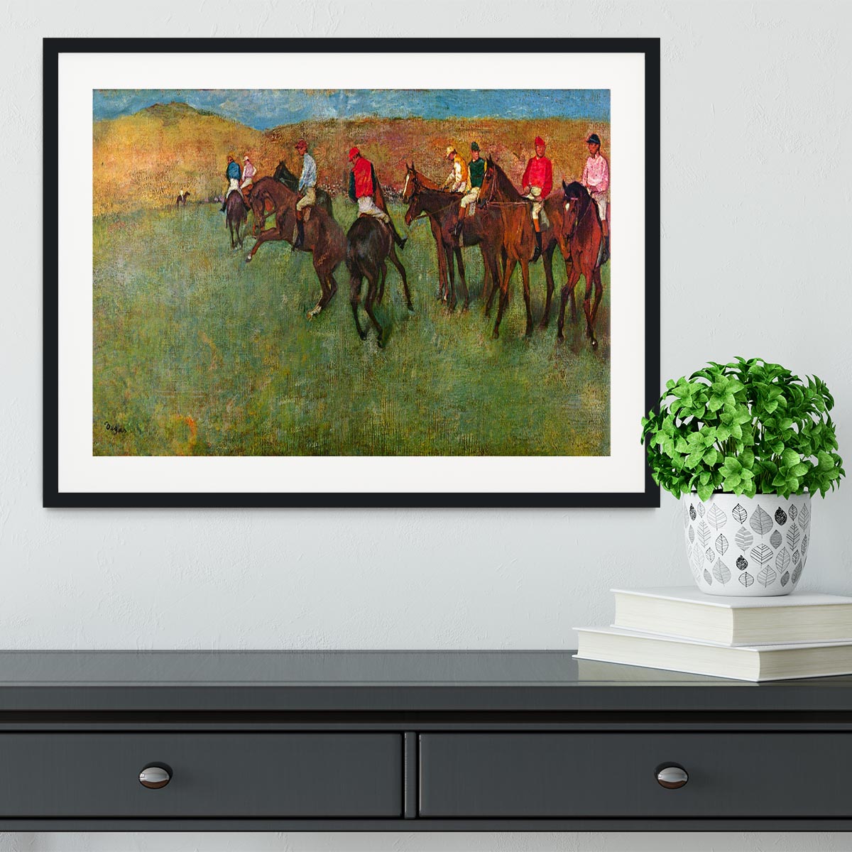 Horse race before the start by Degas Framed Print - Canvas Art Rocks - 1