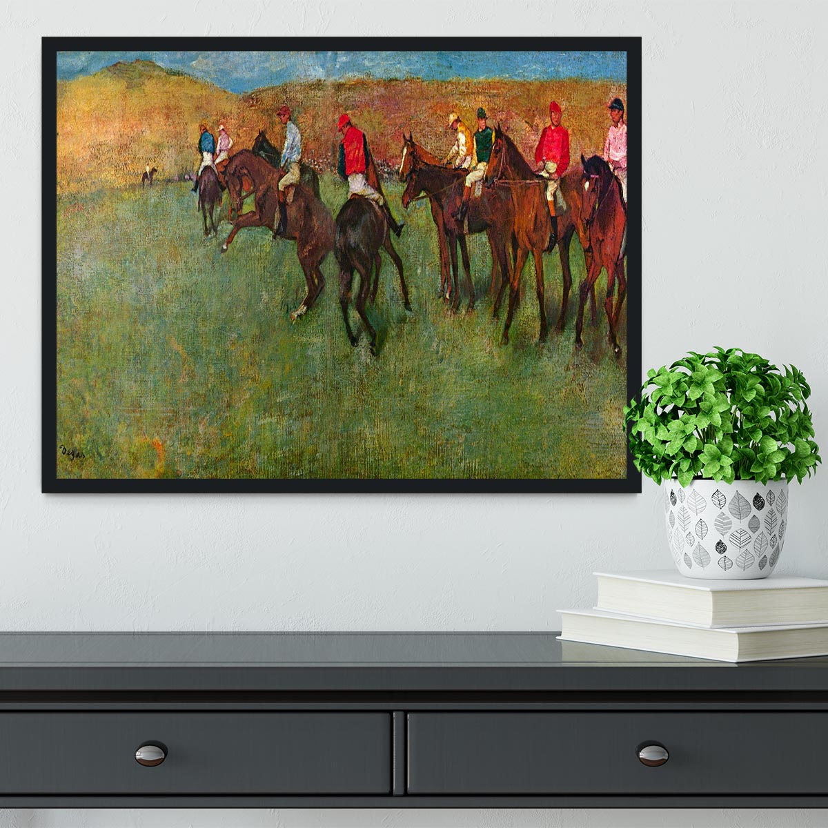 Horse race before the start by Degas Framed Print - Canvas Art Rocks - 2