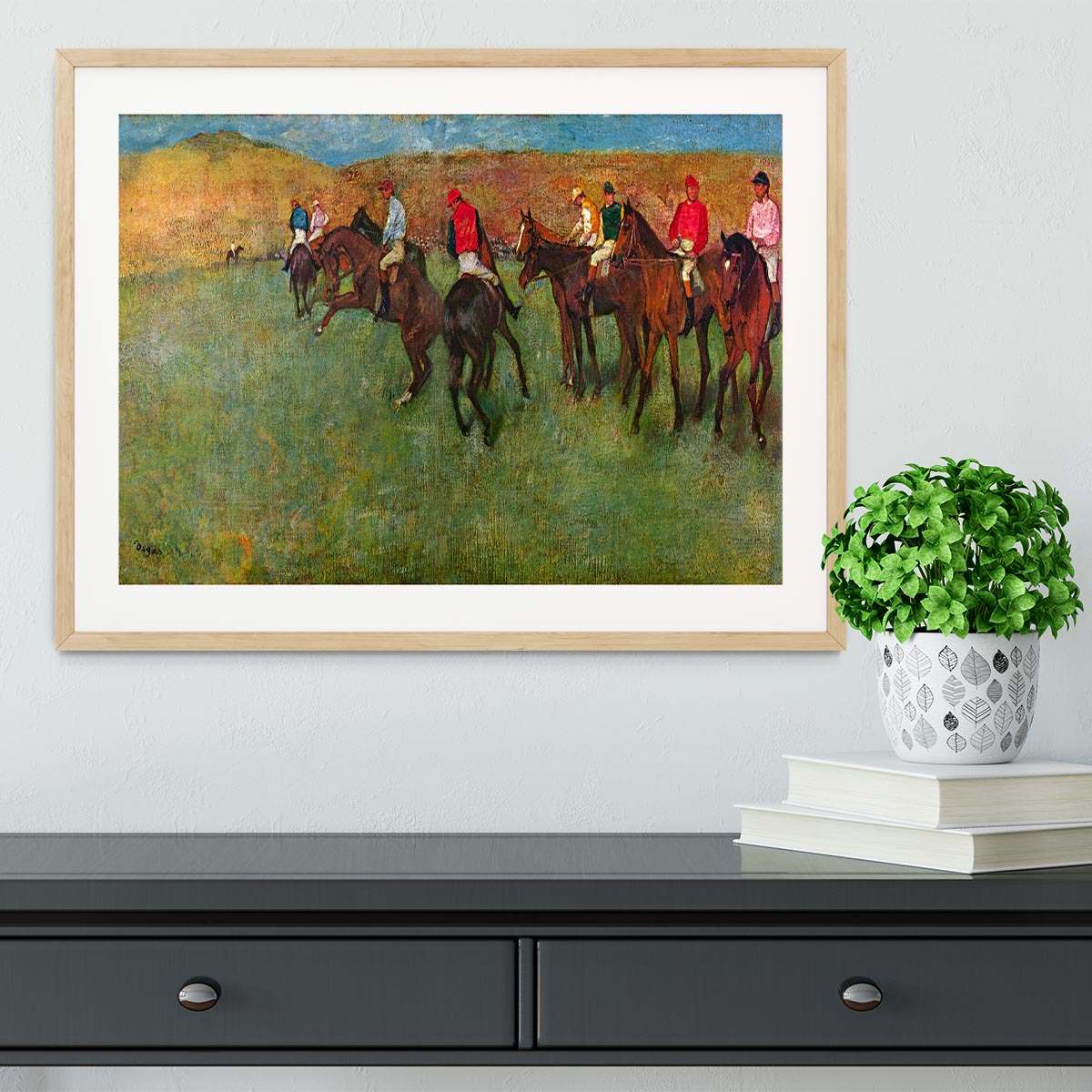 Horse race before the start by Degas Framed Print - Canvas Art Rocks - 3