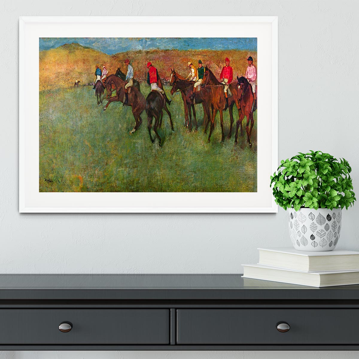 Horse race before the start by Degas Framed Print - Canvas Art Rocks - 5