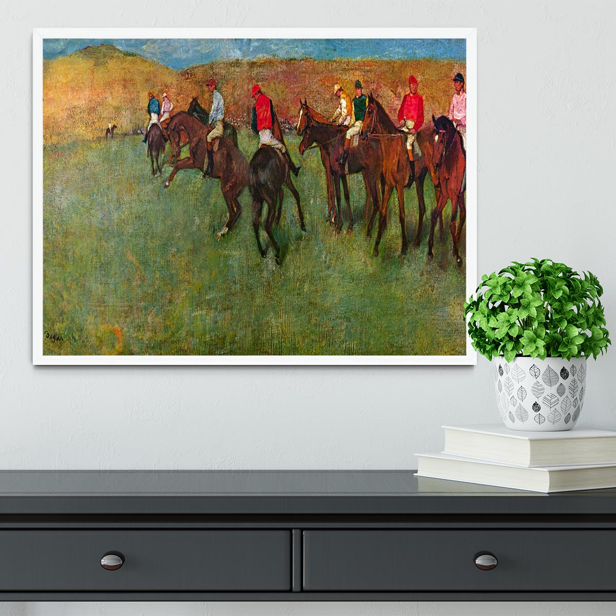 Horse race before the start by Degas Framed Print - Canvas Art Rocks -6