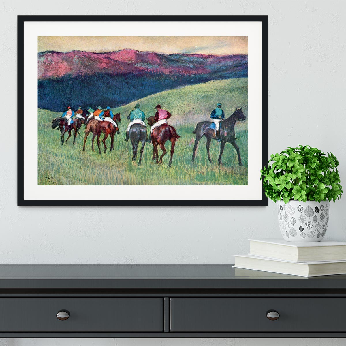 Horse racing The training by Degas Framed Print - Canvas Art Rocks - 1