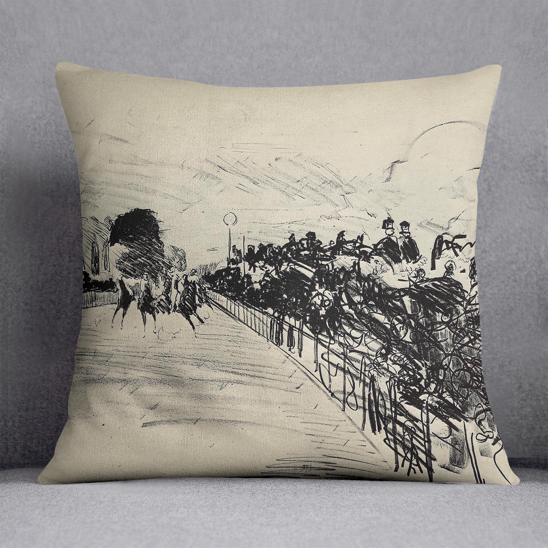 Horse racing by Manet Cushion