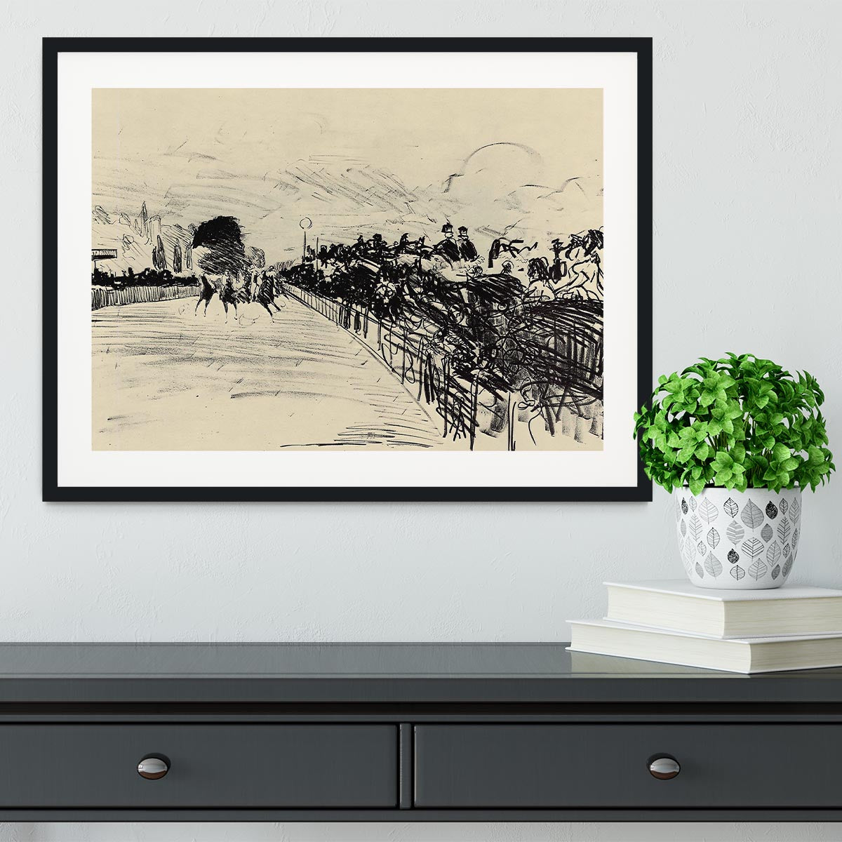 Horse racing by Manet Framed Print - Canvas Art Rocks - 1