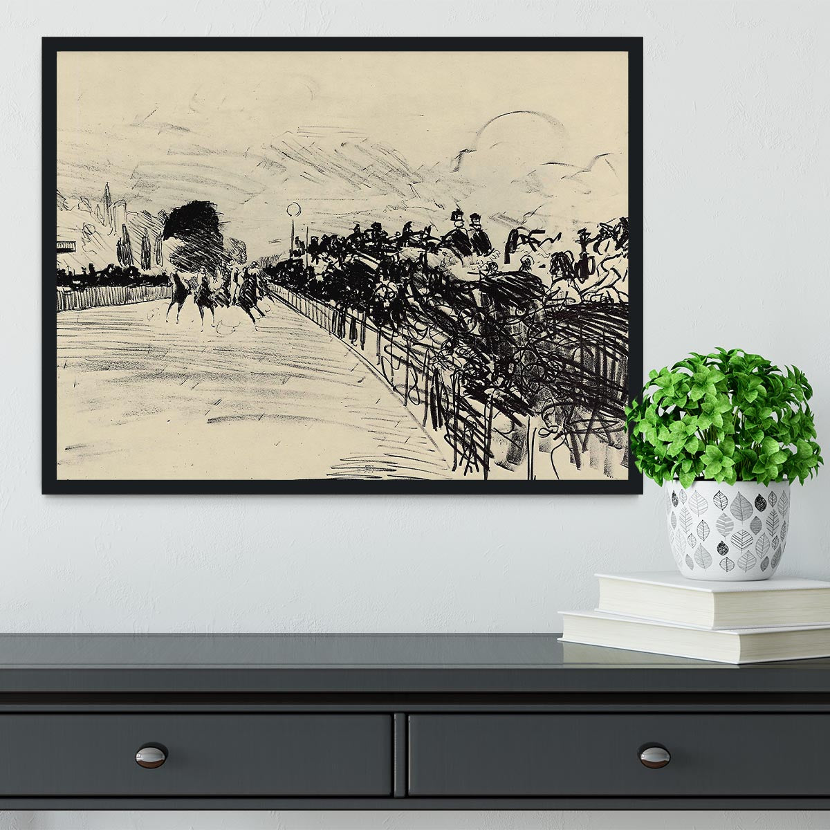 Horse racing by Manet Framed Print - Canvas Art Rocks - 2