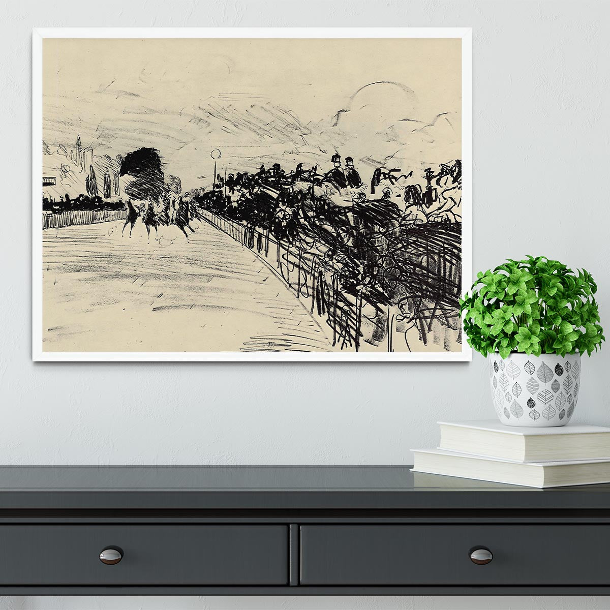 Horse racing by Manet Framed Print - Canvas Art Rocks -6