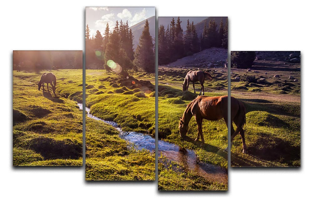 Horses in the Gregory gorge mountains 4 Split Panel Canvas - Canvas Art Rocks - 1