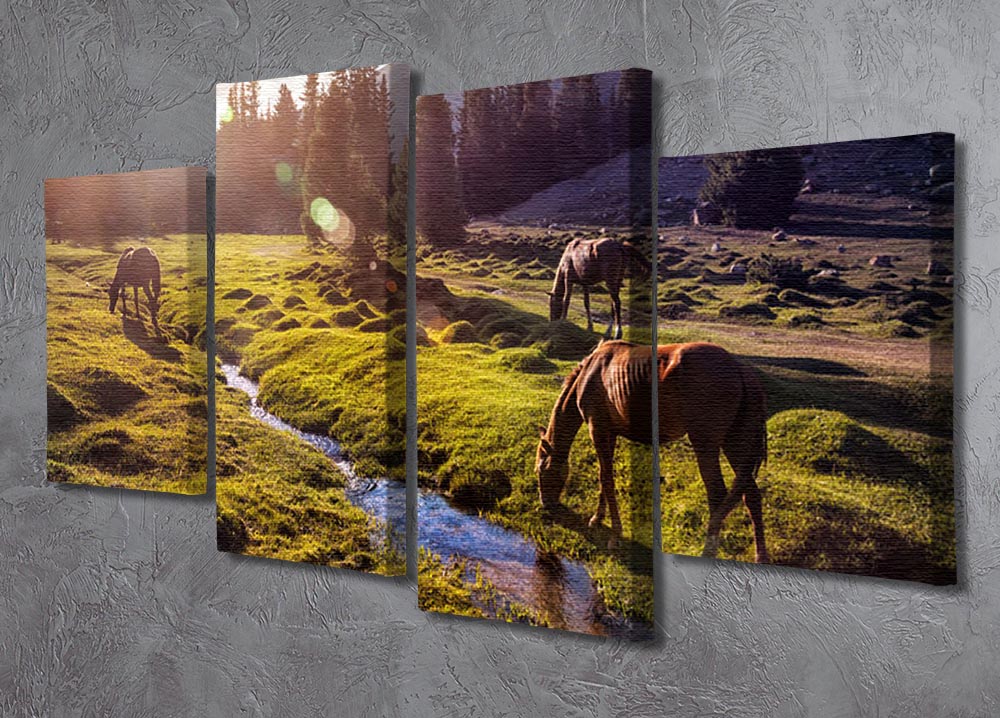Horses in the Gregory gorge mountains 4 Split Panel Canvas - Canvas Art Rocks - 2