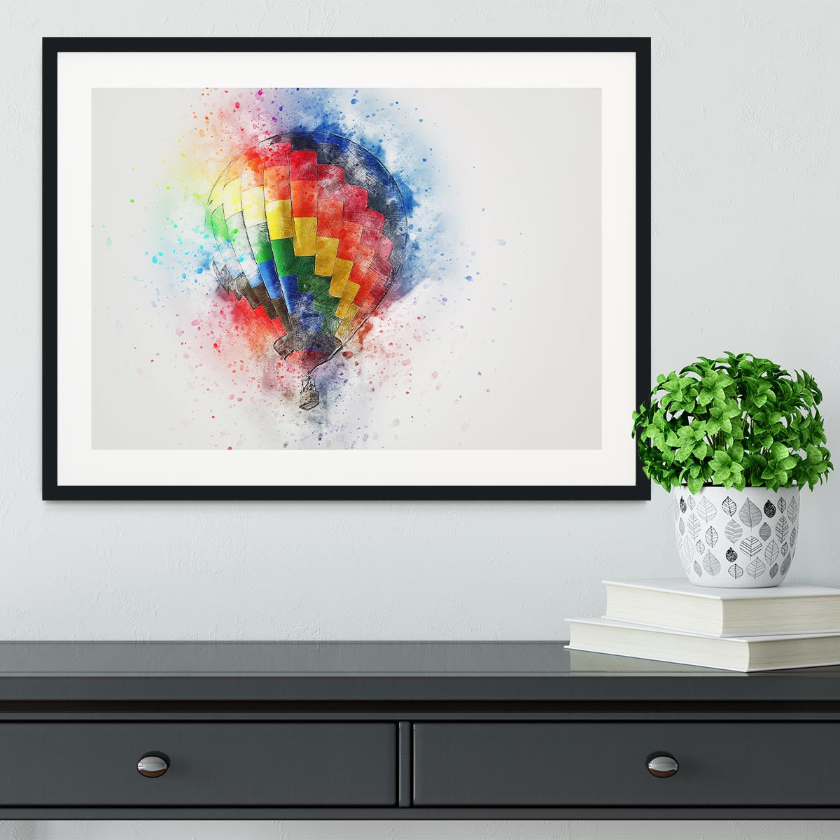 Hot Air Ballon Splash Framed Print - Canvas Art Rocks - 1