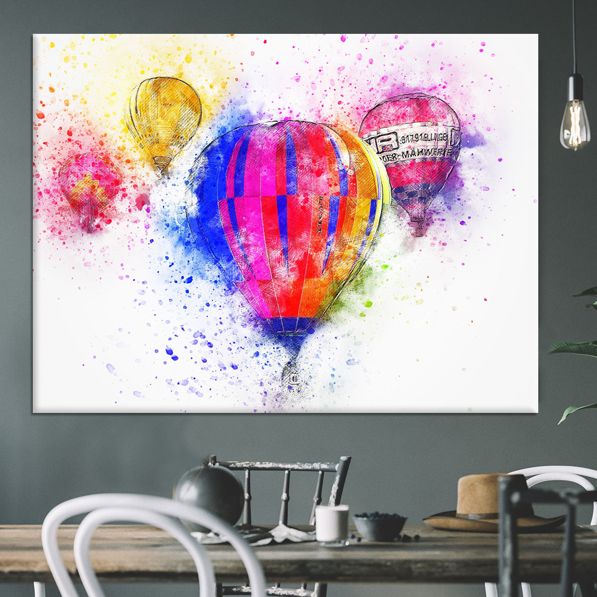 Hot Air Ballon Splash Version 2 Canvas Print or Poster - Canvas Art Rocks - 3