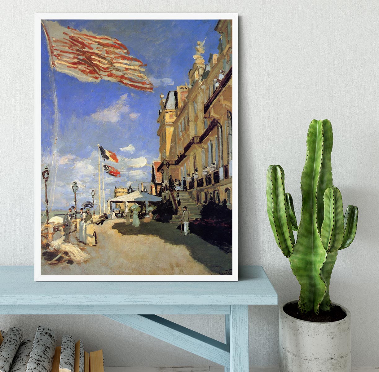 Hotel de Roches Noires a Trouville by Monet Framed Print - Canvas Art Rocks -6