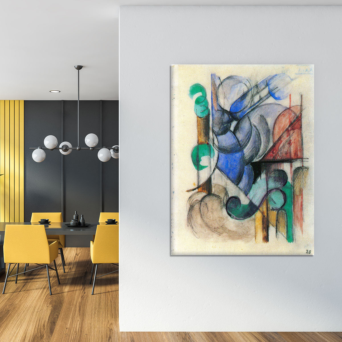 House in abstract landscape by Franz Marc Canvas Print or Poster - Canvas Art Rocks - 4