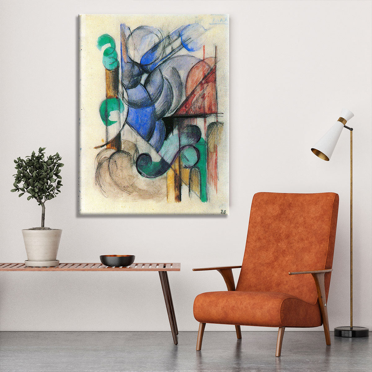 House in abstract landscape by Franz Marc Canvas Print or Poster - Canvas Art Rocks - 6