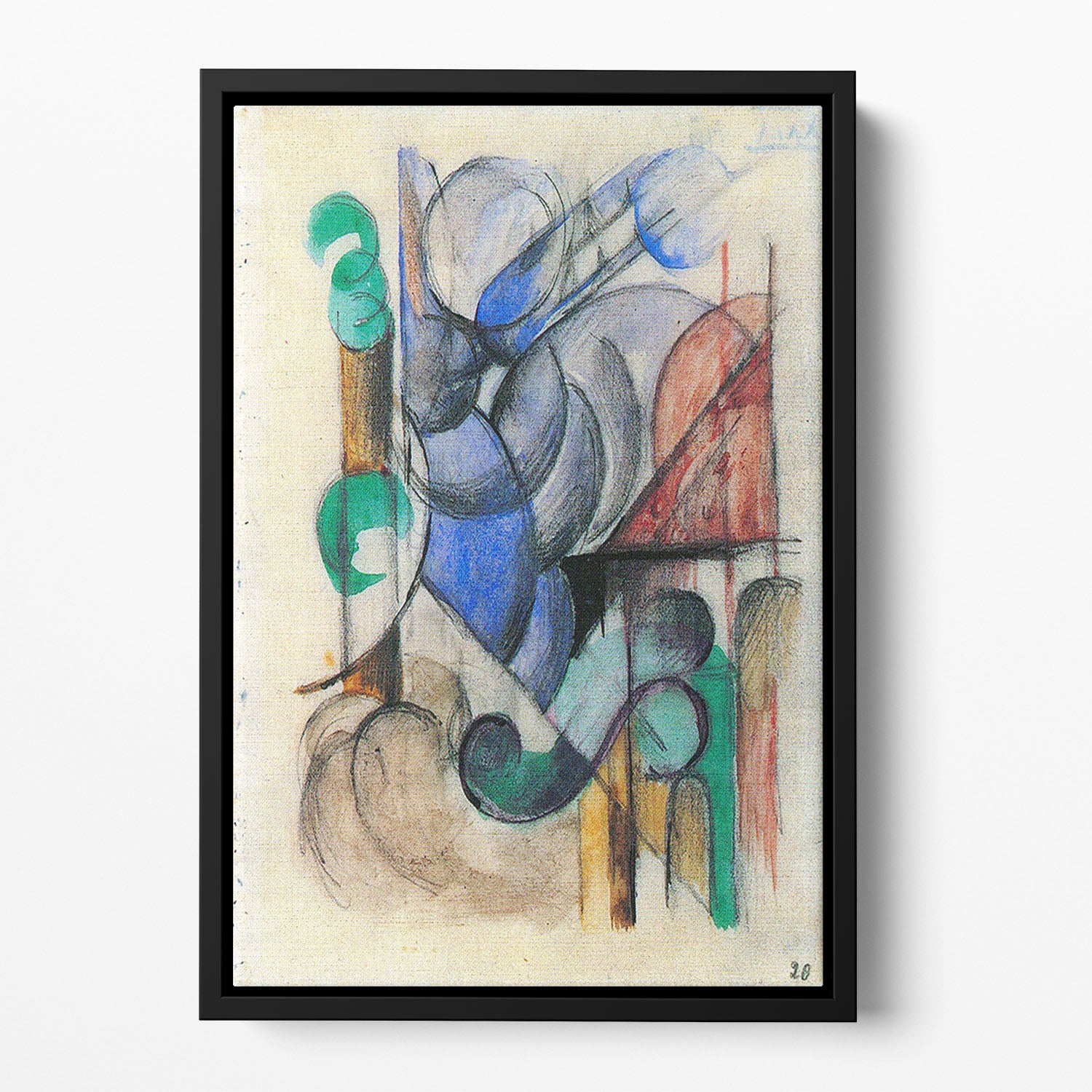 House in abstract landscape by Franz Marc Floating Framed Canvas