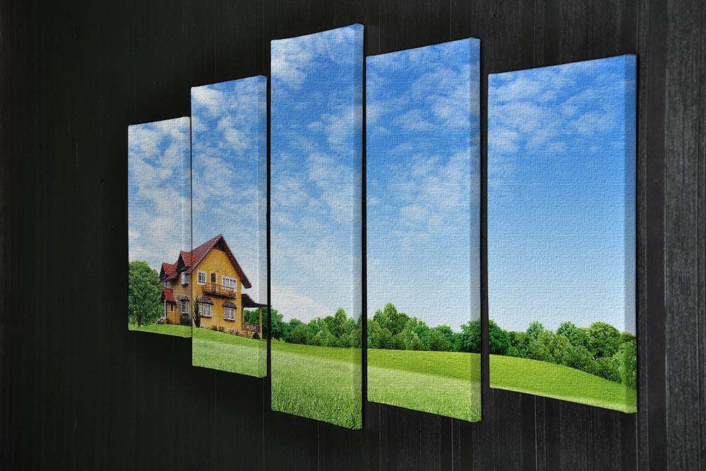 House on green field 5 Split Panel Canvas  - Canvas Art Rocks - 2