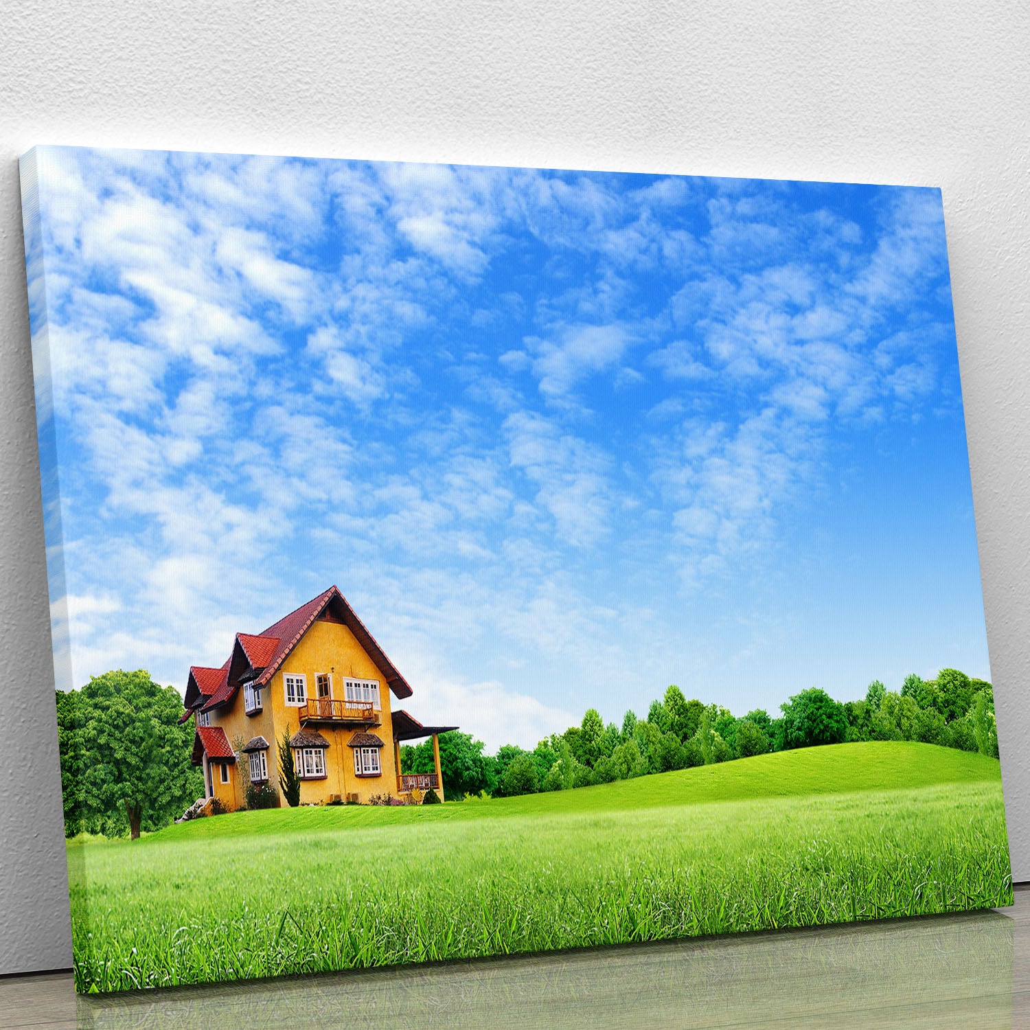 House on green field Canvas Print or Poster - Canvas Art Rocks - 1