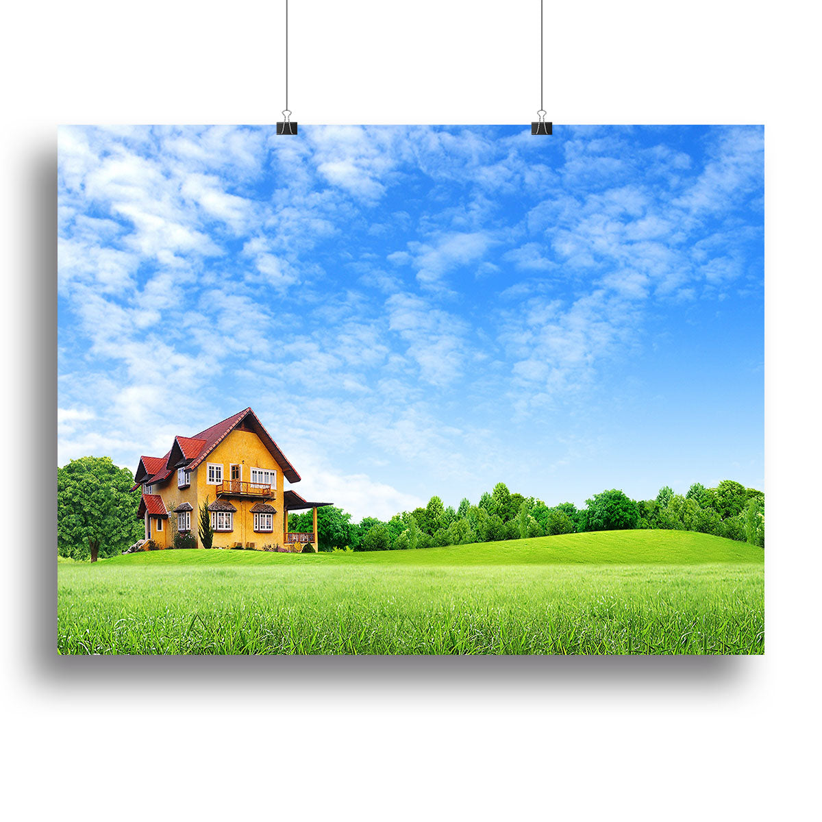 House on green field Canvas Print or Poster - Canvas Art Rocks - 2