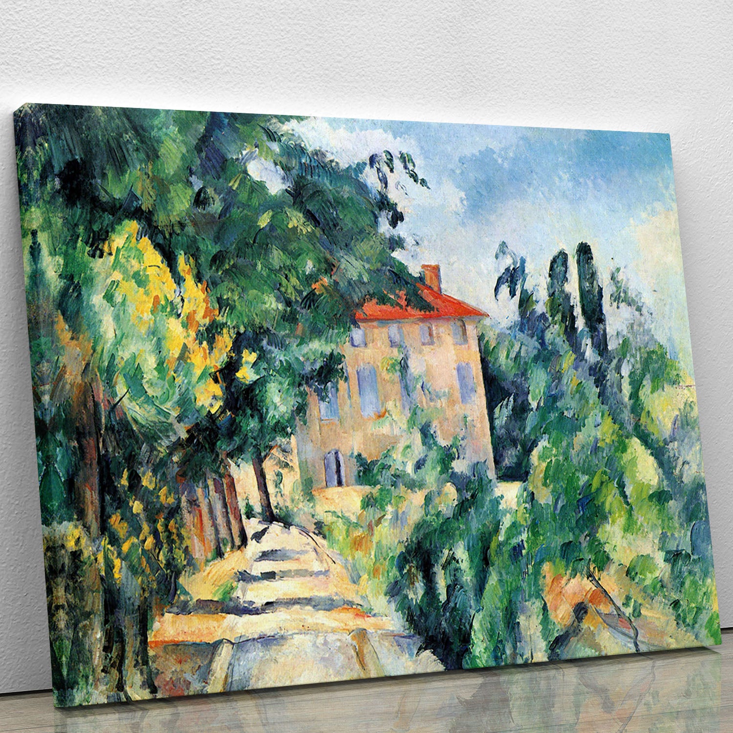 House with Red Roof by Cezanne Canvas Print or Poster - Canvas Art Rocks - 1