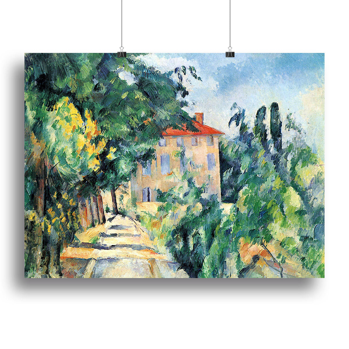 House with Red Roof by Cezanne Canvas Print or Poster - Canvas Art Rocks - 2