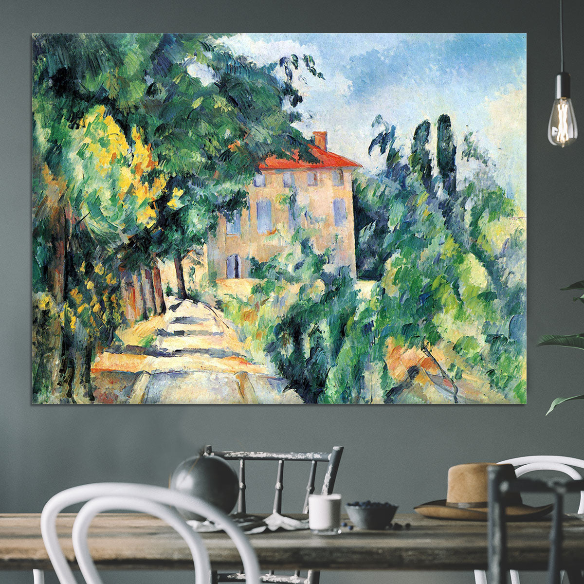 House with Red Roof by Cezanne Canvas Print or Poster - Canvas Art Rocks - 3
