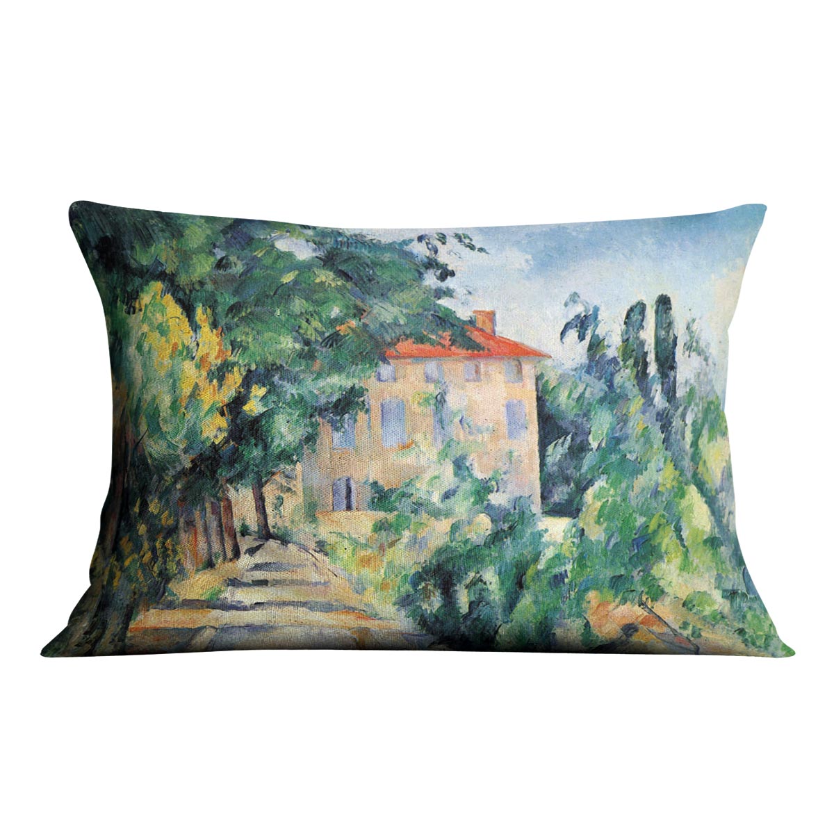 House with Red Roof by Cezanne Cushion