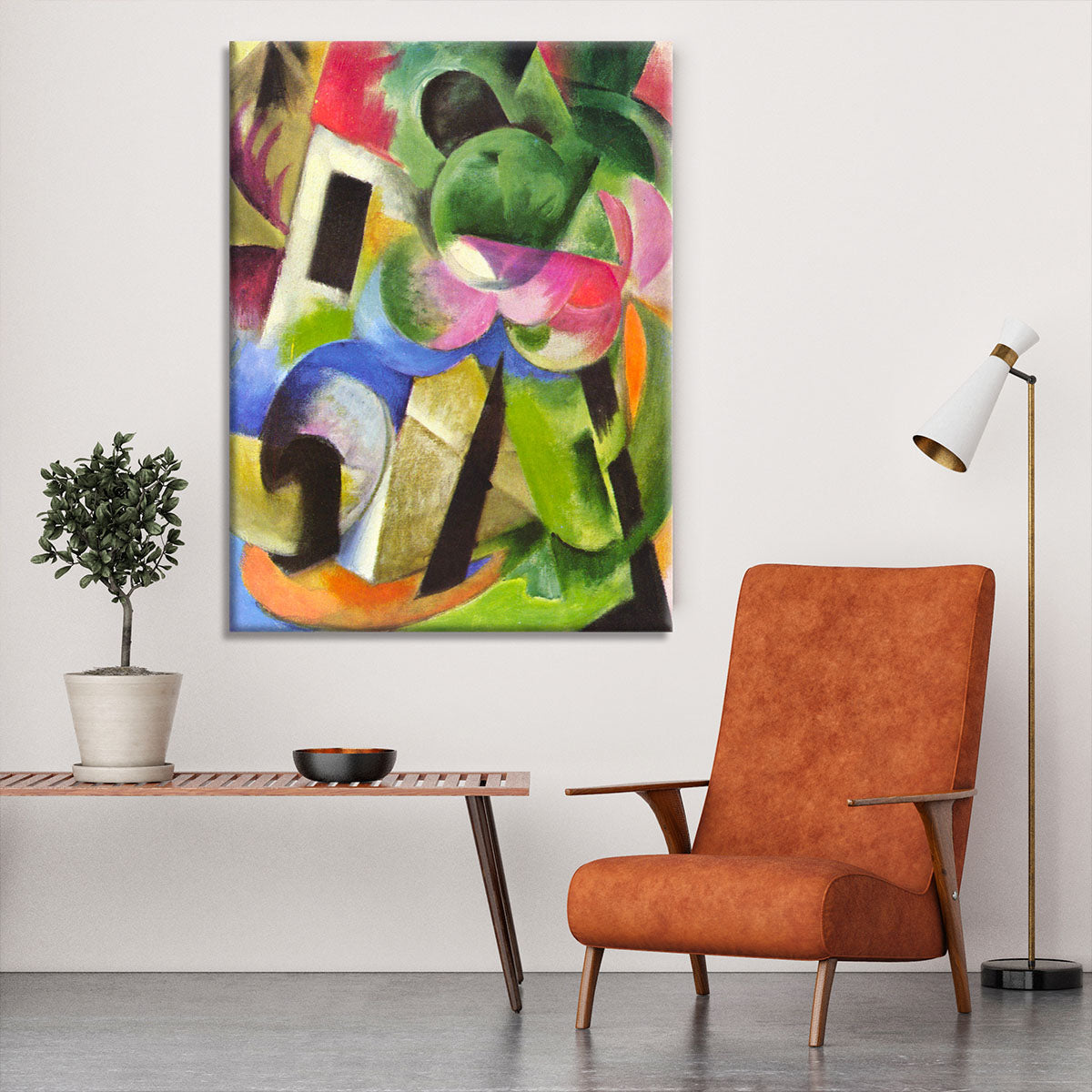 House with trees by Franz Marc Canvas Print or Poster - Canvas Art Rocks - 6