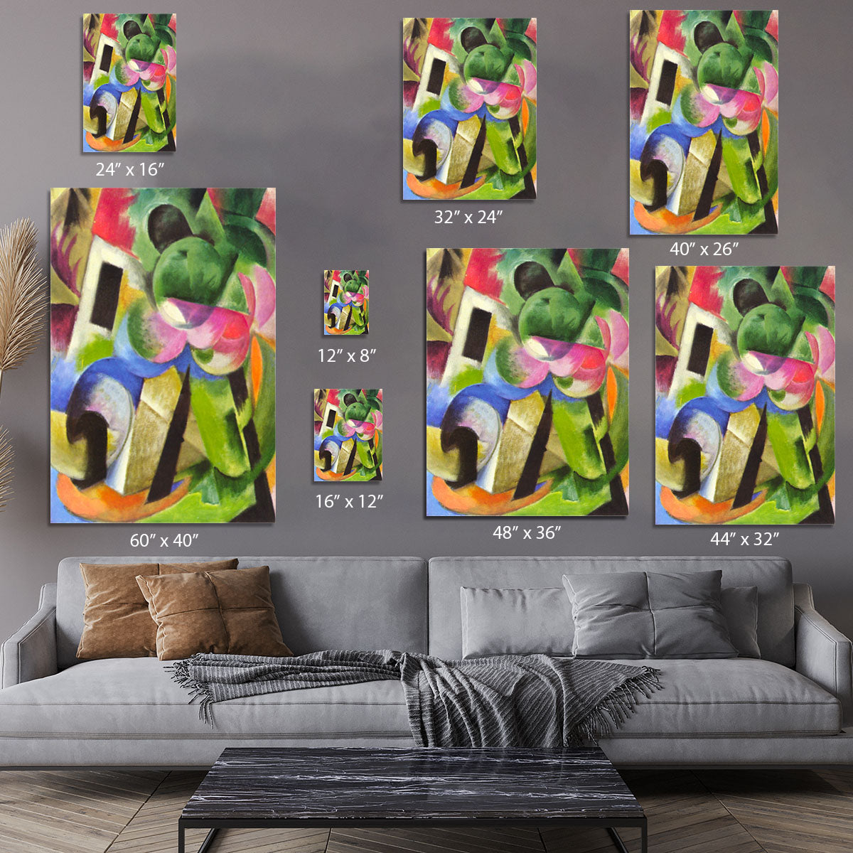 House with trees by Franz Marc Canvas Print or Poster - Canvas Art Rocks - 7