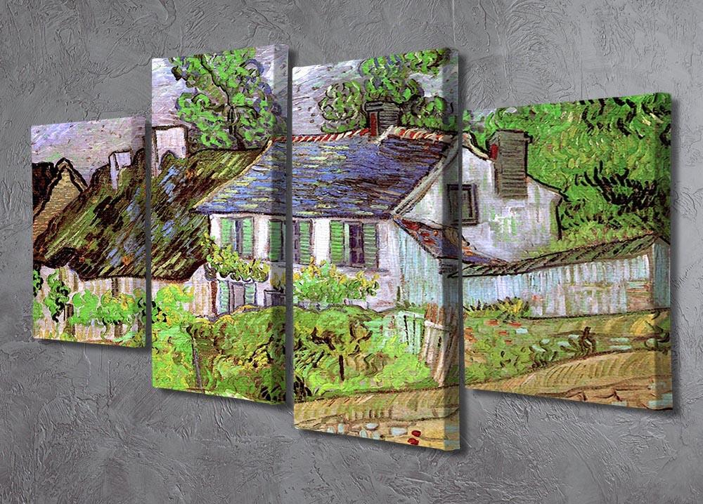 Houses in Auvers 2 by Van Gogh 4 Split Panel Canvas - Canvas Art Rocks - 2