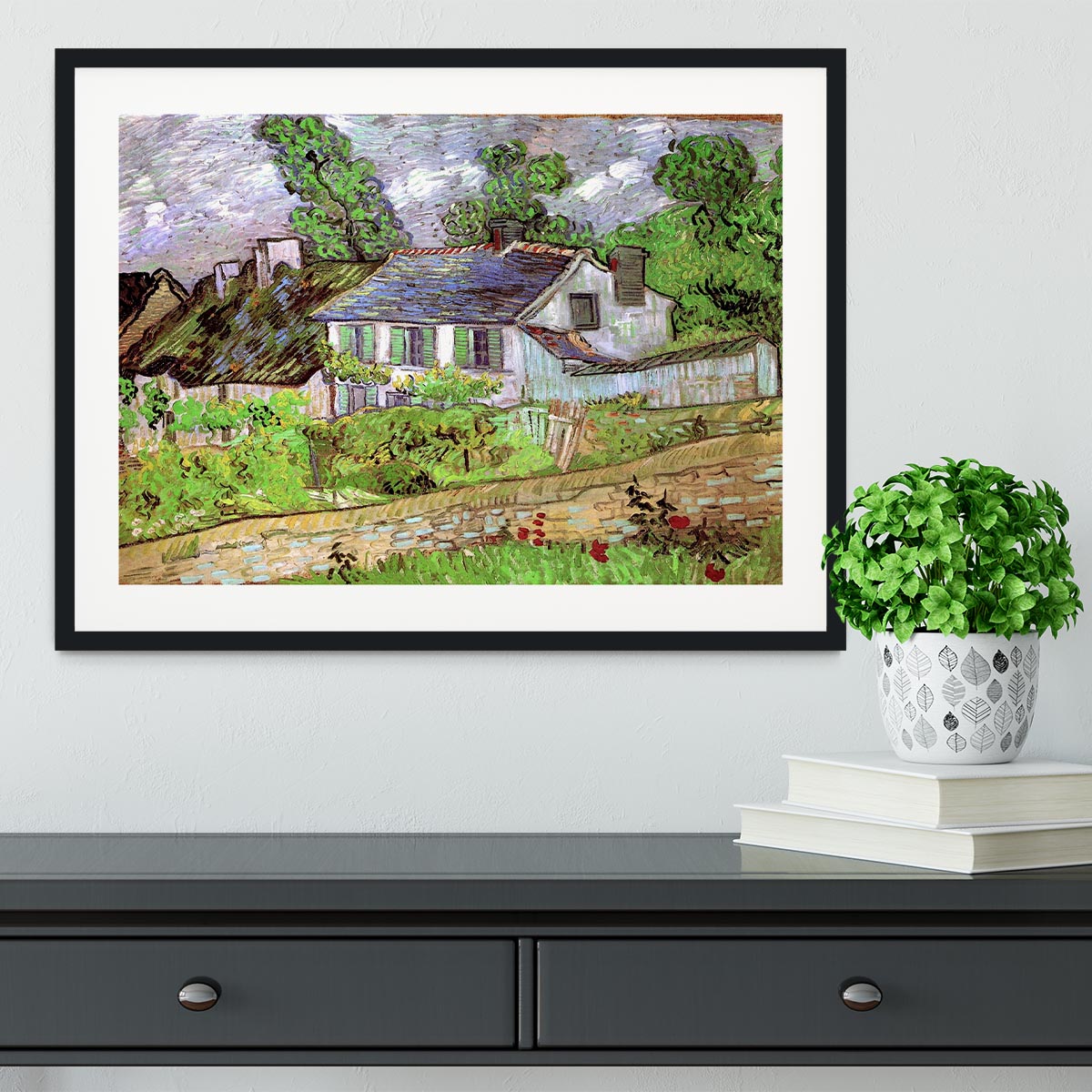 Houses in Auvers 2 by Van Gogh Framed Print - Canvas Art Rocks - 1
