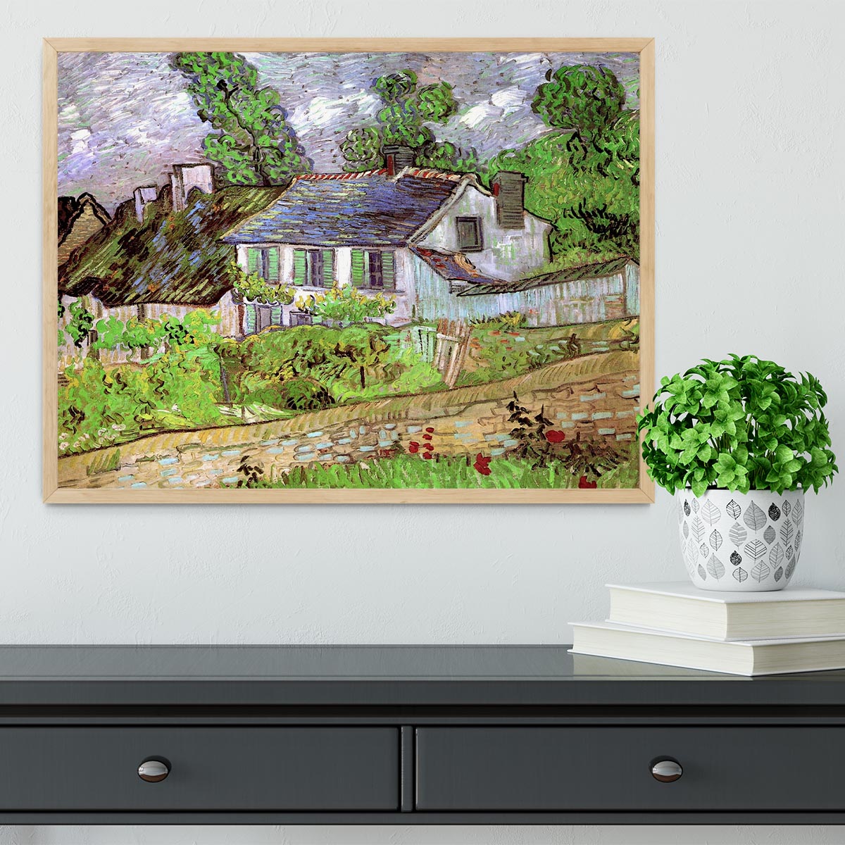Houses in Auvers 2 by Van Gogh Framed Print - Canvas Art Rocks - 4