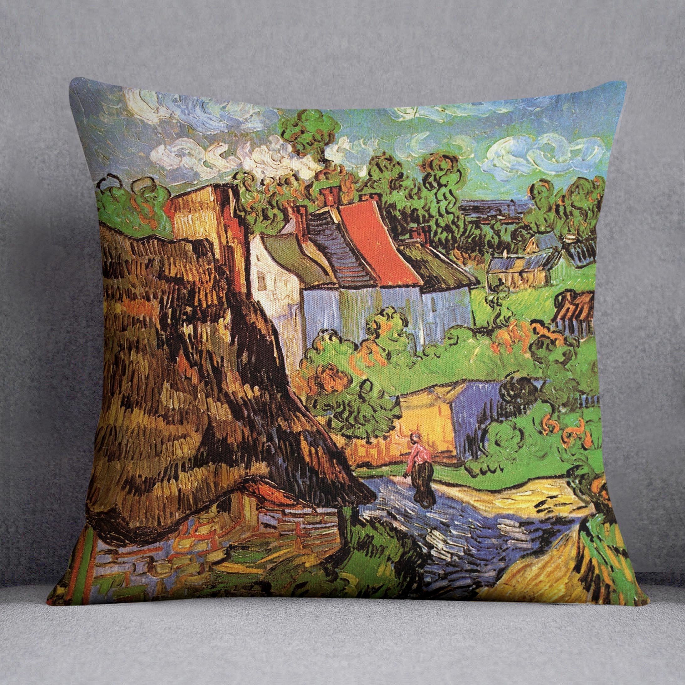 Houses in Auvers by Van Gogh Cushion
