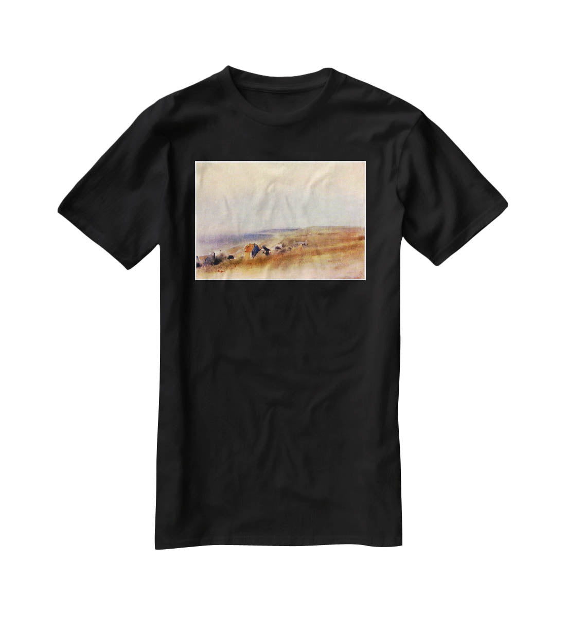 Houses on cliffs above a bay by Degas T-Shirt - Canvas Art Rocks - 1