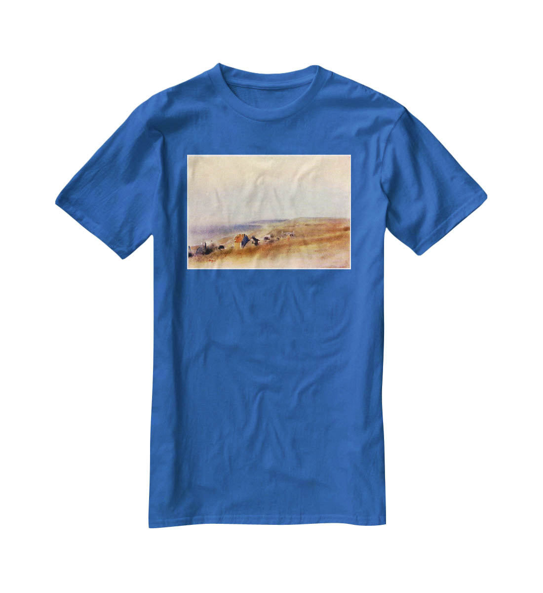 Houses on cliffs above a bay by Degas T-Shirt - Canvas Art Rocks - 2