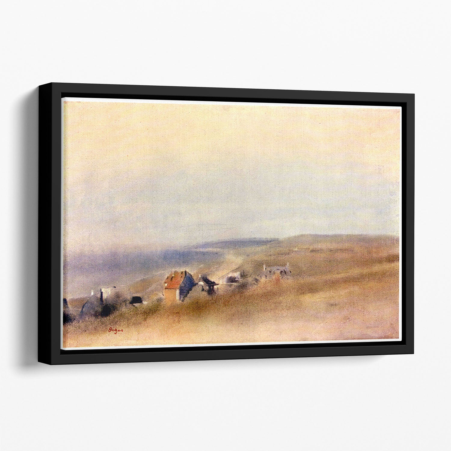 Houses on cliffs above a bay by Degas Floating Framed Canvas