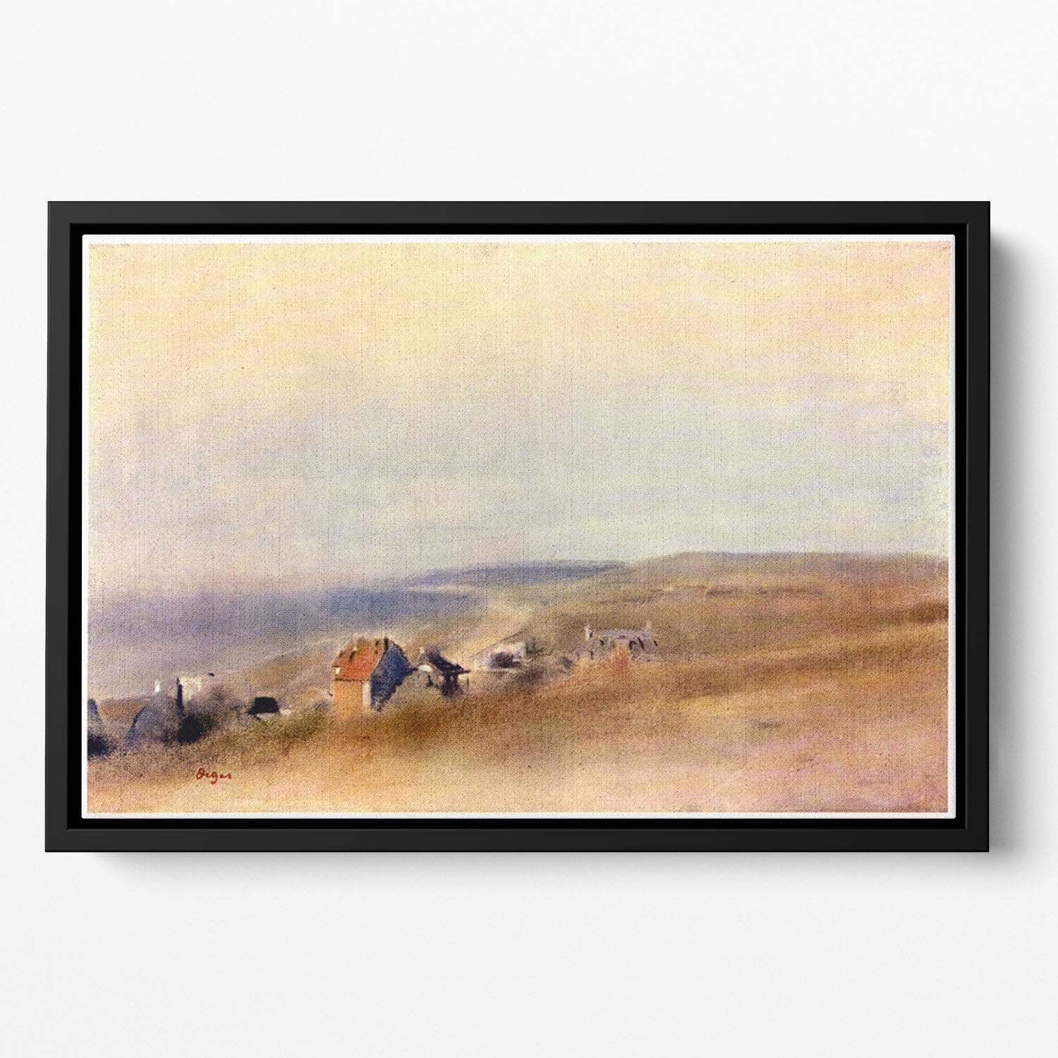 Houses on cliffs above a bay by Degas Floating Framed Canvas