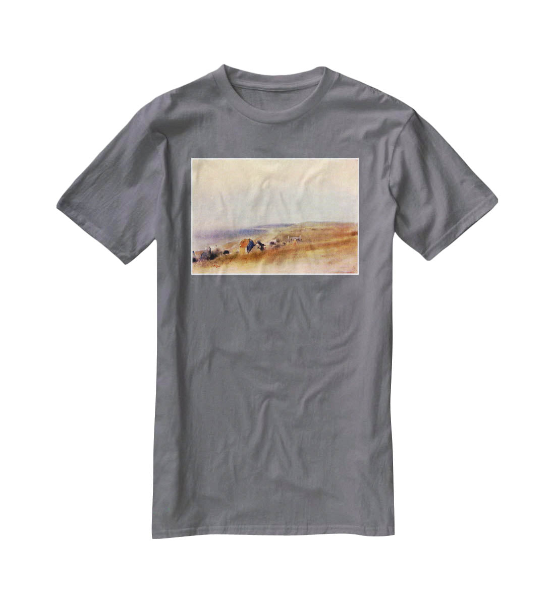 Houses on cliffs above a bay by Degas T-Shirt - Canvas Art Rocks - 3