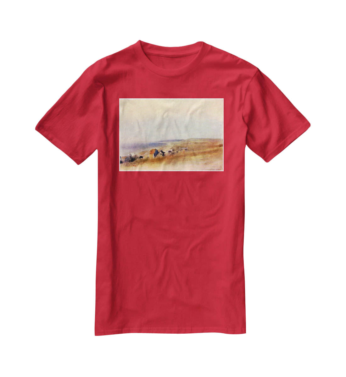 Houses on cliffs above a bay by Degas T-Shirt - Canvas Art Rocks - 4