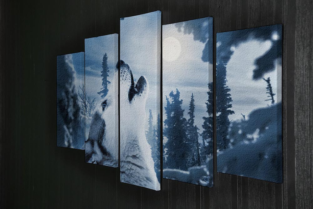 Howling to the moon 5 Split Panel Canvas - Canvas Art Rocks - 2