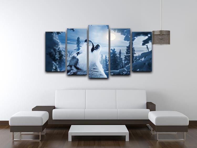 Howling to the moon 5 Split Panel Canvas - Canvas Art Rocks - 3