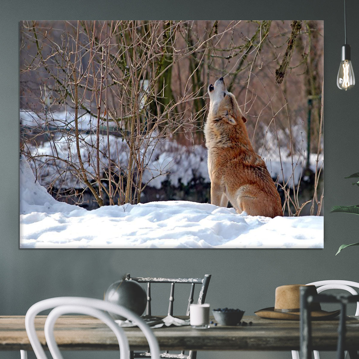 Howling wolf in winter scenery Canvas Print or Poster - Canvas Art Rocks - 3